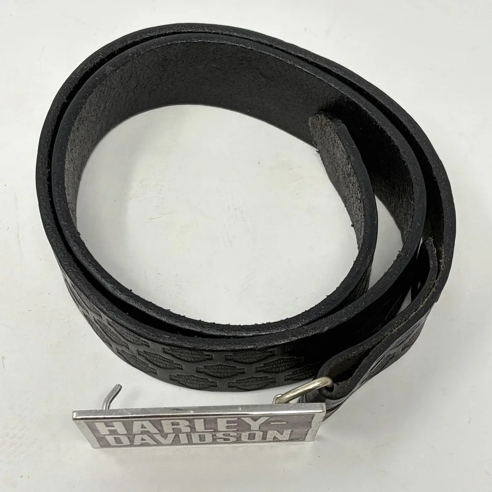 Harley-Davidson Women's Leather Belt 32 Purple Glitter Buckle USA 2006 Y2K